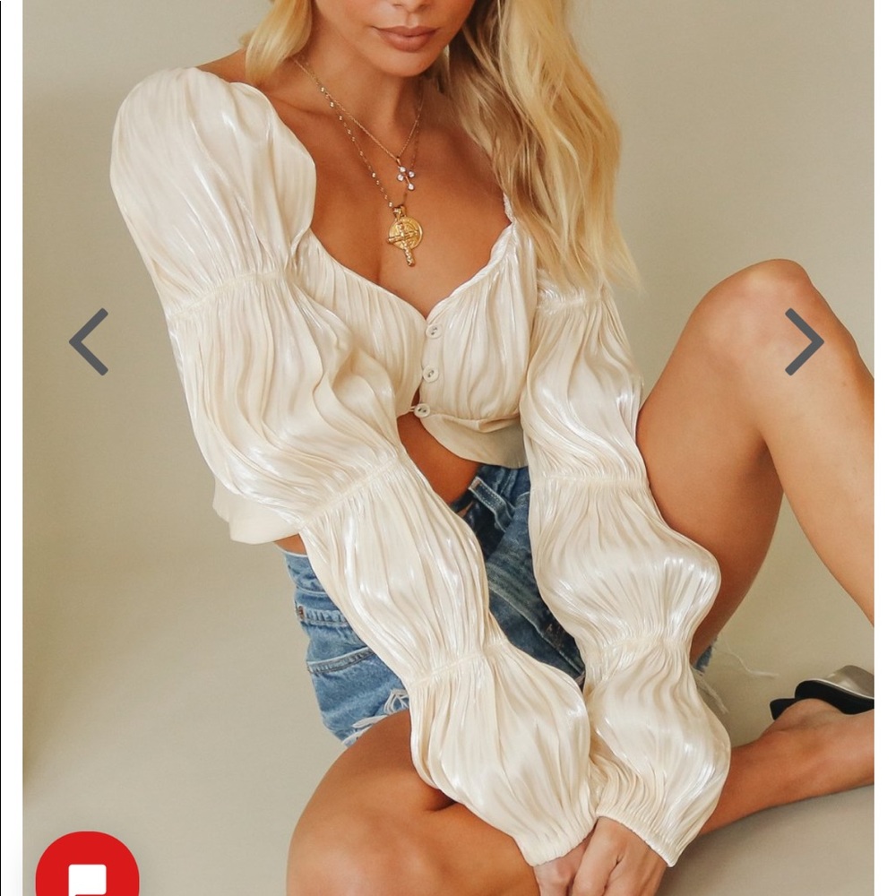 Verge Girl Future Classic Button Up Crop Top Nude